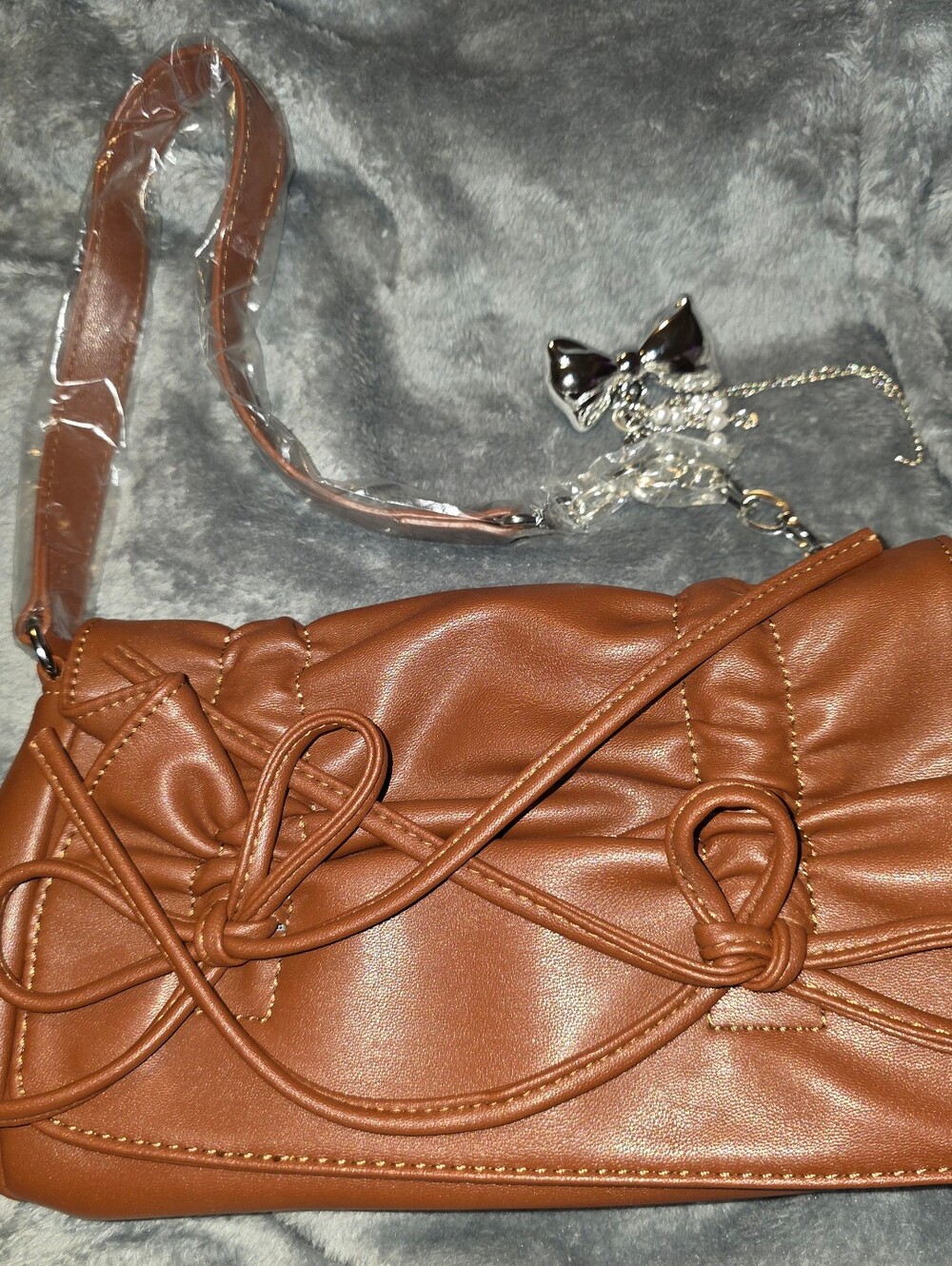 Brown Women’s Bow Accent Shoulder Bag
